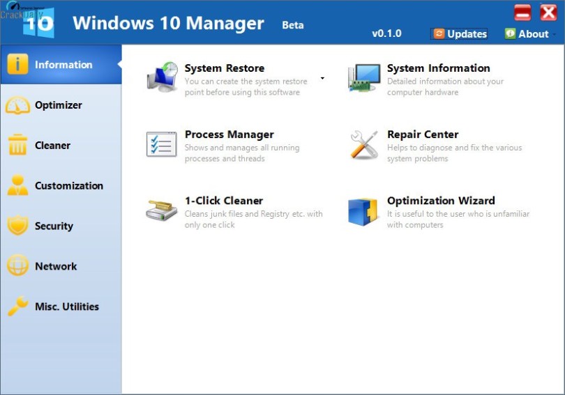 Yamicsoft Windows 10 Manager Screenshot