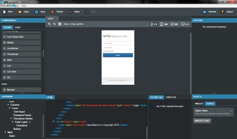 Bootstrap Studio Screenshot