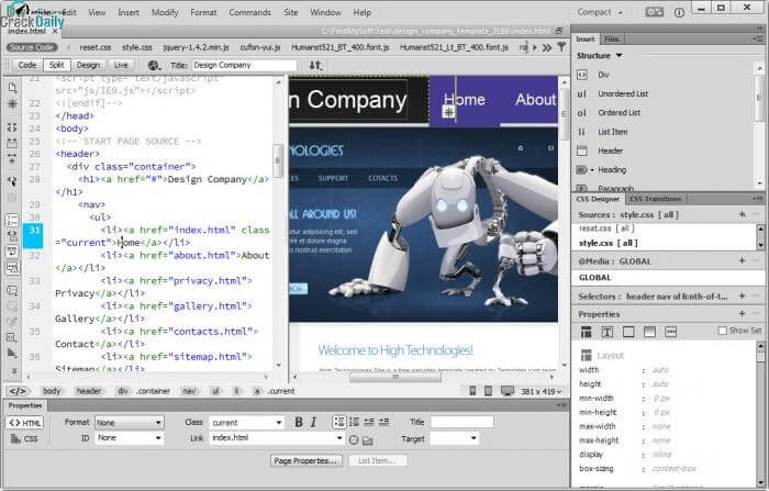 Adobe Dreamweaver Screenshot