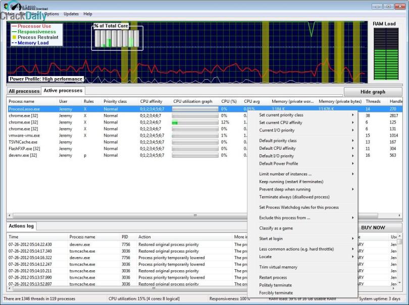 Process Lasso Pro Screenshot